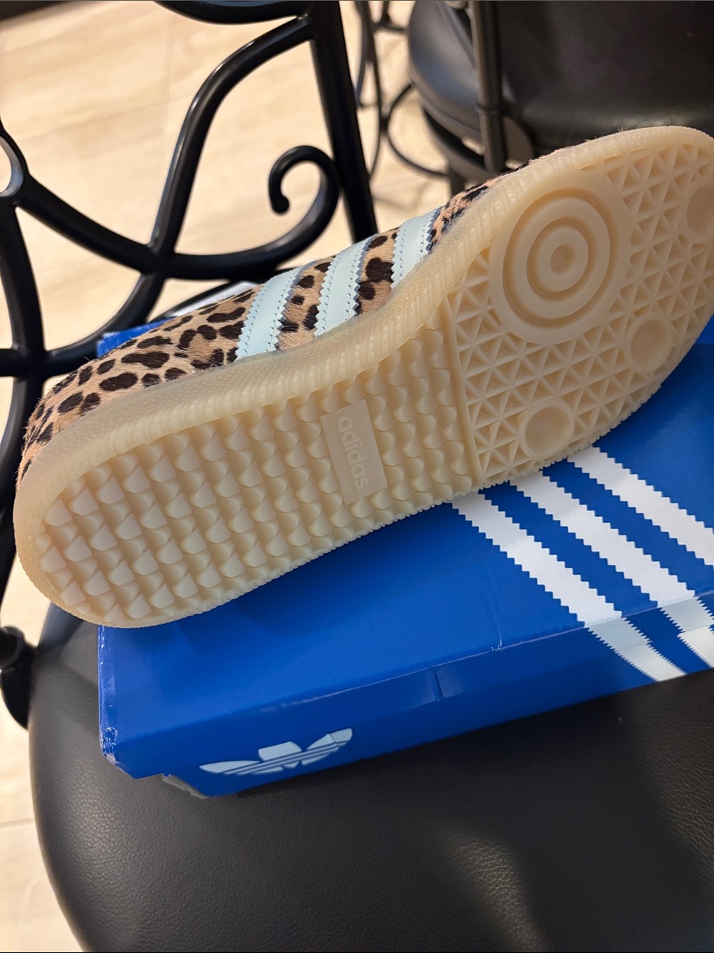 adidas Samba OG Leopard Print with White Stripes and Dark Green Laces - Picture 5 of 5